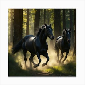 Horses In The Woods 1 Canvas Print