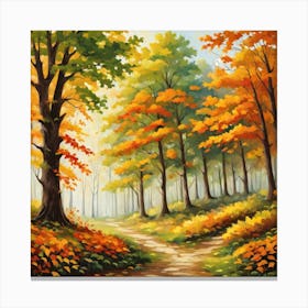 Forest In Autumn In Minimalist Style Square Composition 103 Canvas Print