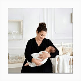 An Embracing Display Of Maternal Love A Gleeful Infant Is Gently Cradled By A Reluctant Hand Curve (1) Canvas Print