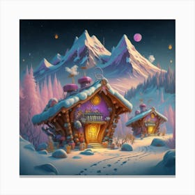 Mountain village snow wooden 6 1 Canvas Print