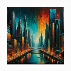 Cityscape At Night Canvas Print