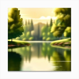 Landscape With Trees And Water 2 Canvas Print