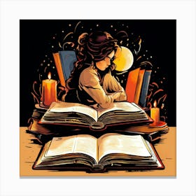 Girl Reading A Book 1 Canvas Print