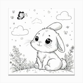 Line Art rabbit Canvas Print