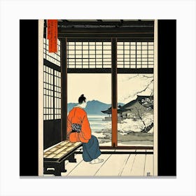 Woman Looking Out Of A Window Canvas Print