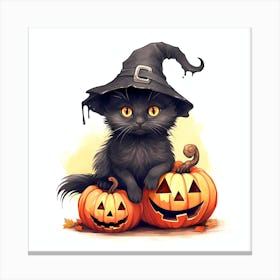 Black cat Halloween Canvas Print