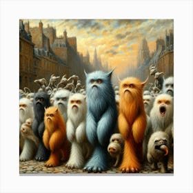 Discover the Enchanting World of Furry Pale Blue Orange Trialism-Creatures. Canvas Print