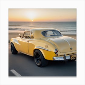 Yellow Car At Sunset Canvas Print