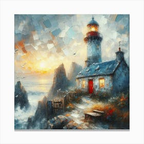 Lighthouse At Sunset Canvas Print