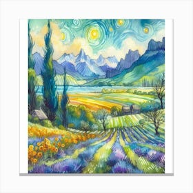 Starry Night In The Valley 1 Canvas Print