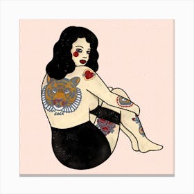 Rosie Pin Up Square Canvas Print