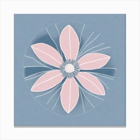 A White And Pink Flower In Minimalist Style Square Composition 298 Canvas Print