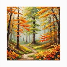 Forest In Autumn In Minimalist Style Square Composition 150 Canvas Print