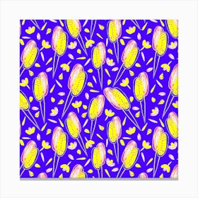 Floral Twosome Lavender Yellow On Blue Jpg Canvas Print