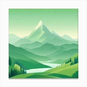 Misty mountains background in green tone 51 Canvas Print