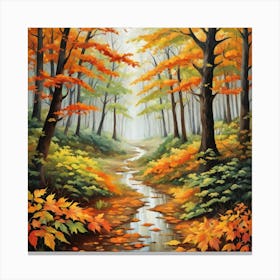 Forest In Autumn In Minimalist Style Square Composition 182 Canvas Print