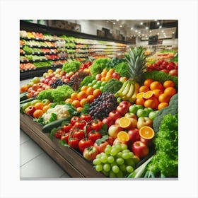 Fresh Fruits And Vegetables Canvas Print