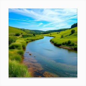 River In The Countryside Canvas Print