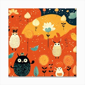 Playful And Whimsical A Pattern Featuring Whimsical Creatures Playful Patterns And A Touch Of Mag 136562514 Canvas Print