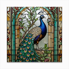 Peacock Stained Glass Canvas Print