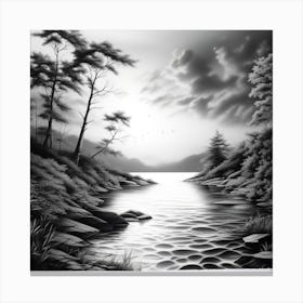 Black And White Landscape Painting Canvas Print