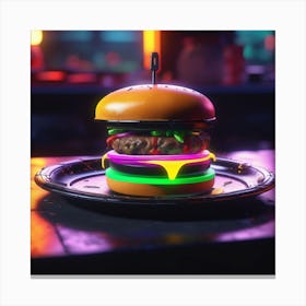 Neon Burger 2 Canvas Print