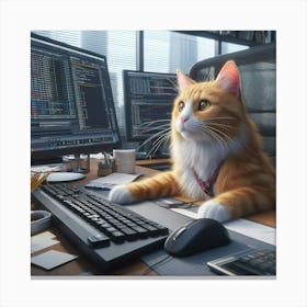 Cat at the Office Canvas Print
