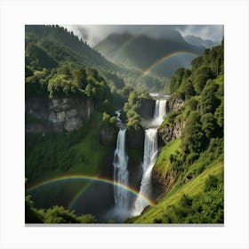 Rainbow Over Waterfall Canvas Print