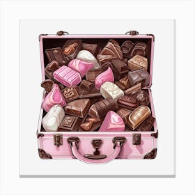 Chocolates In A Pink Suitcase 1 Canvas Print