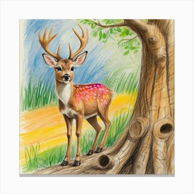 Deer In The Woods 103 Canvas Print