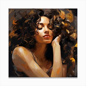 Portrait Of A Woman With Curly Hair 7 Canvas Print