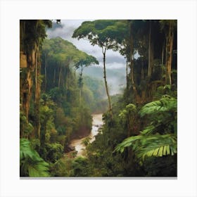 Rainforest River landscape Canvas Print