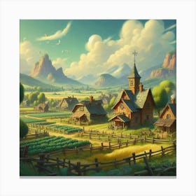 Village In The Countryside 1 Canvas Print