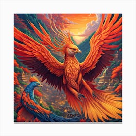 Burning Elegance: A Phoenix's Dance Canvas Print