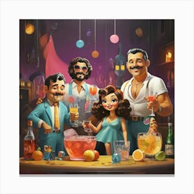 Night At The Bar paintings Canvas Print