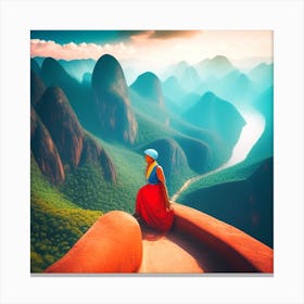 Chinese Woman In The Mountains Canvas Print