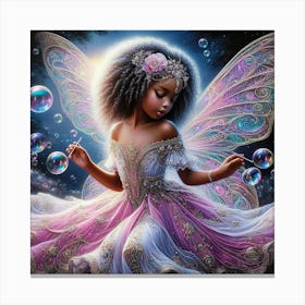 Fairy Child Plyaing With Bubbles Canvas Print