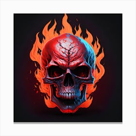 Skull On Fire Canvas Print