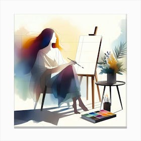 Illustration Of An Artist Canvas Print