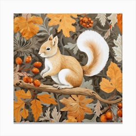 Fall Foliage Squirrel Square 2 Canvas Print