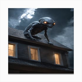 Alien On Roof Canvas Print
