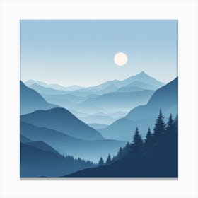 Misty mountains background in blue tone 28 Canvas Print