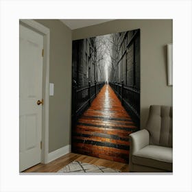 Boston Street Wall Mural Canvas Print