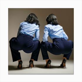 Two Women Squatting Canvas Print