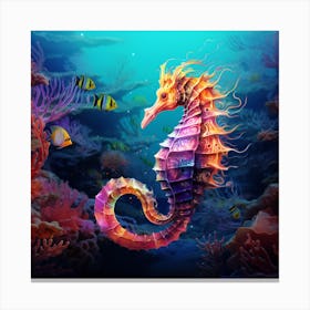 Marine Mirage: A Seahorse's Psychedelic Journey. Sea Horse In The Sea Canvas Print