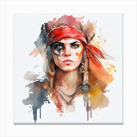 Watercolor Pirate Woman #3 Canvas Print