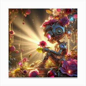 Robot In The Garden Canvas Print