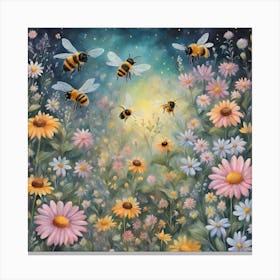 Bees In The Meadow Canvas Print