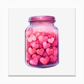 Pink Hearts In A Jar 19 Canvas Print