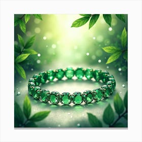 Emerald Bracelet, Watercolor, Lush Jungle Scene 1 Canvas Print